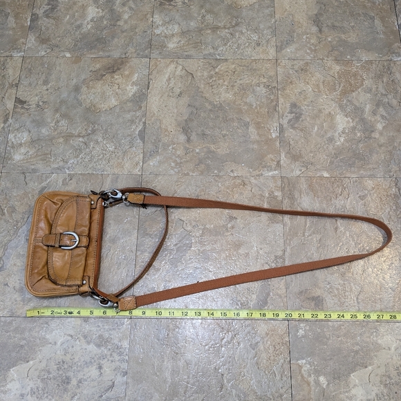 Vintage Fossil Orange Leather & Canvas Crossbody Clutch Bag w/ Shoulder Strap‎ - Picture 9 of 15